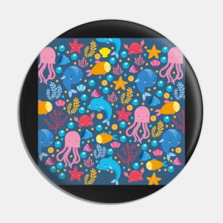 Sea pattern with cute animals / Sea creatures seamless Pin