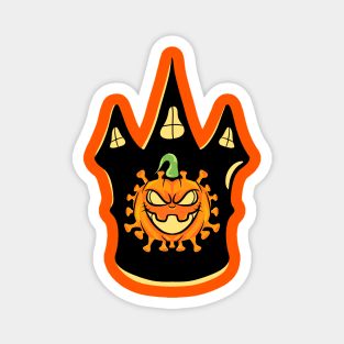 Halloween castile with pumkin virus Magnet