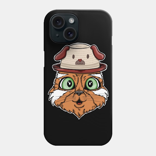 Cat with dog hat Phone Case by madebystfn