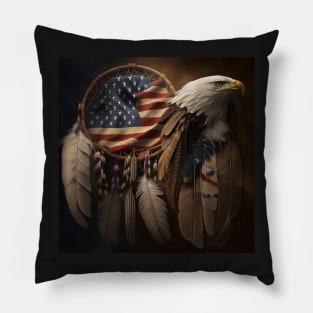 Native American Dream Catcher Patriotic Art Pillow