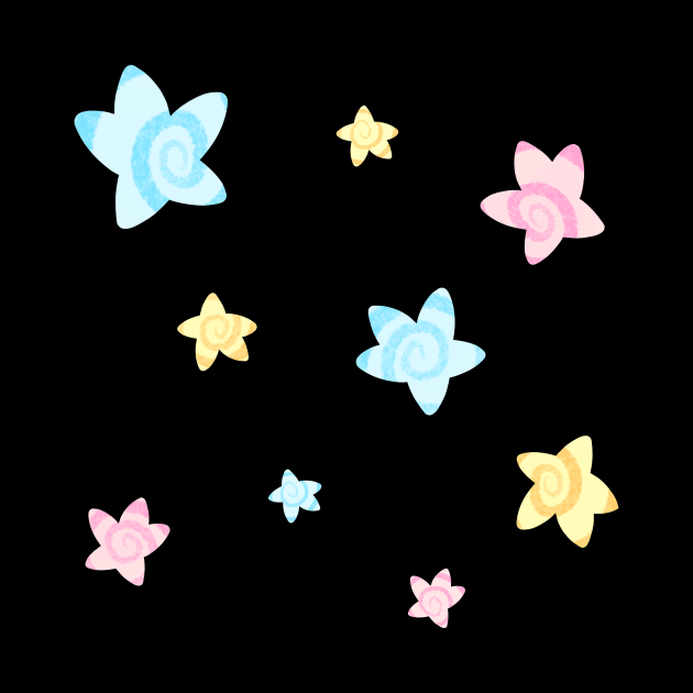 Cute Kawaii Pastel Swirl Star Pattern by ichewsyou