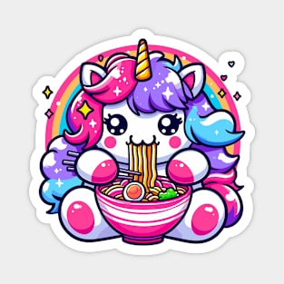 Rainbow Unicorn Eating Ramen Magnet