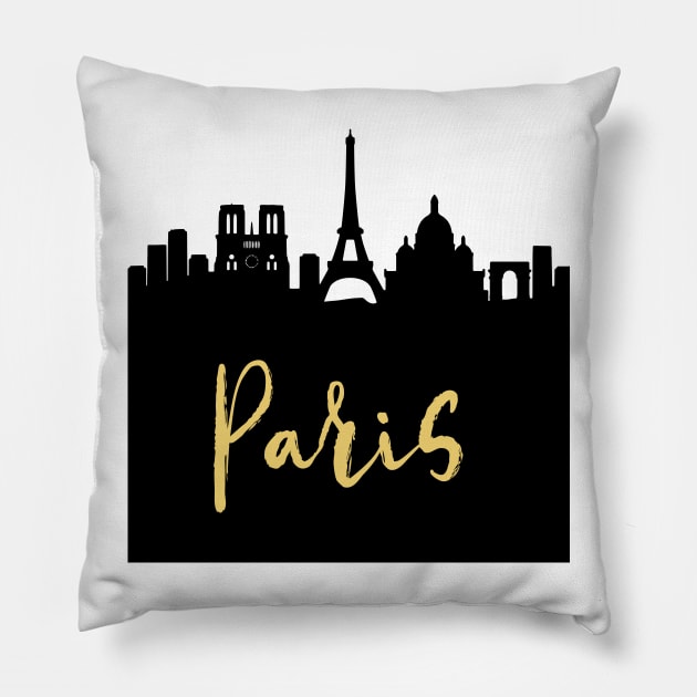 PARIS FRANCE DESIGNER SILHOUETTE SKYLINE ART Pillow by deificusArt
