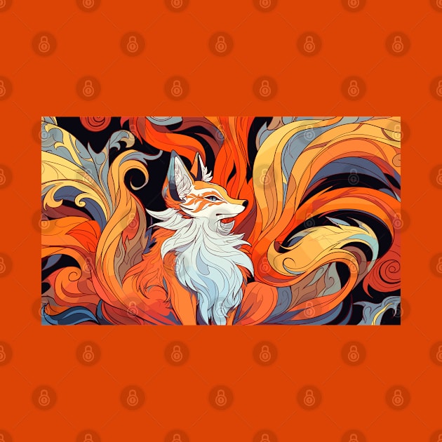 Nine-tail fox deity by etherElric