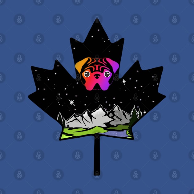 Canadian Maple Leaf Pug - Orange/Pink/Purple by Inugoya