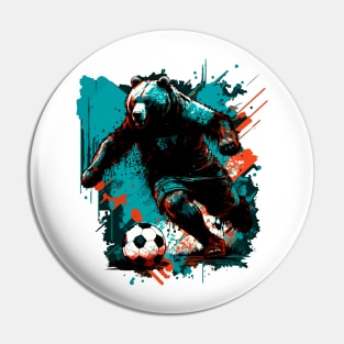 Grizzly Bear Sports Player Soccer Futball Football - Graphiti Art Graphic Trendy Holiday Gift Pin