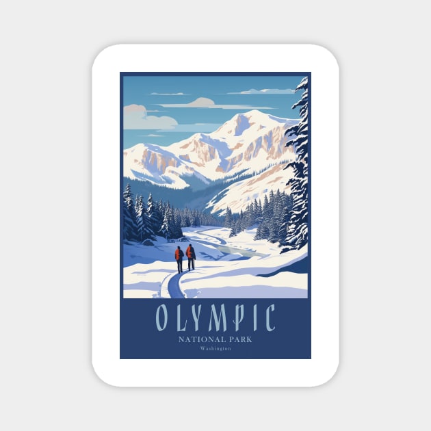 Olympic National Park Vintage Travel Poster Magnet by GreenMary Design