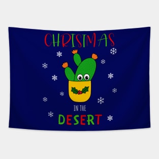 Christmas In The Desert - Opuntia Microdasys Cactus In Christmas Holly Pot Tapestry