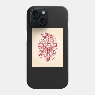 Religious Cross illustration God is Love Phone Case