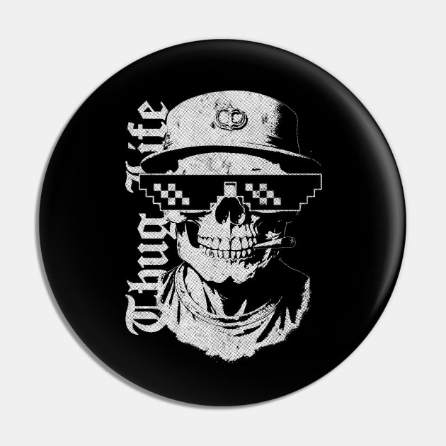 THUG LIFE SKULL Vintage Stencil Pin by HelloDisco