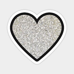 Silver Faux Glitter Heart Magnet