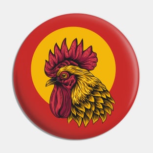 Rooster Yellow Circle Pin