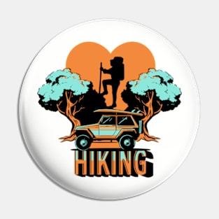 I Love Hiking Retro Pin