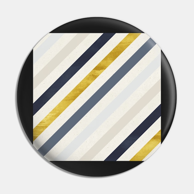 Diagonal Stripes in Blue and Gold Pin by greenoriginals