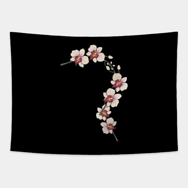 Orchid Wildflower Flora Bloom Blossom Vintage Tapestry by Flowering Away