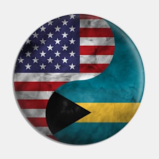 USA and Bahamas Dual Flag Yin Yang Combination Pin