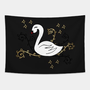 Swan and golden arabesques Tapestry