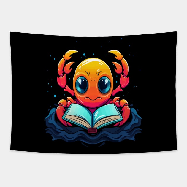 Crab Reads Book Tapestry by JH Mart