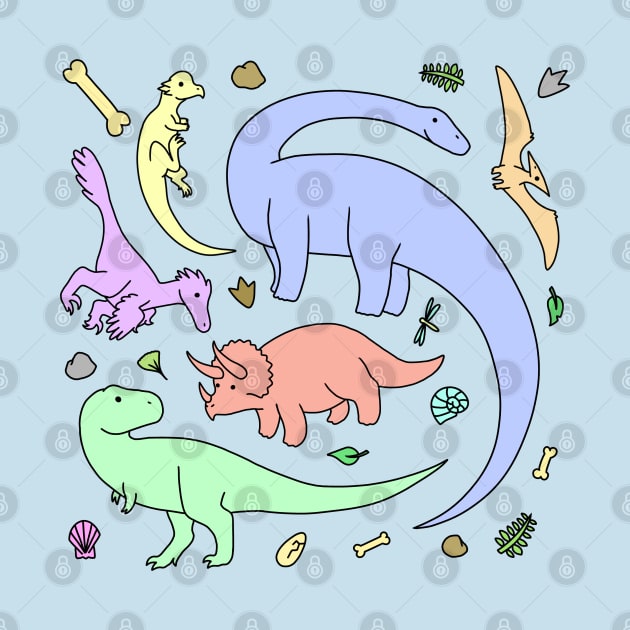 Pastel Colors Dinosaur Pattern by saradrawspaleo