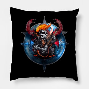 Skull Playing Guitar Pillow