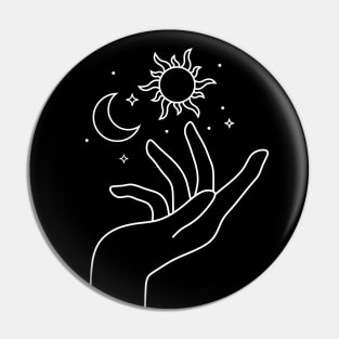 Moon and Sun Hand Line Art Pin