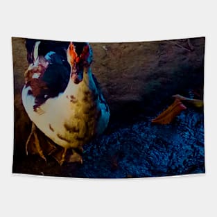 Duck Walking on Mud Ground Tapestry