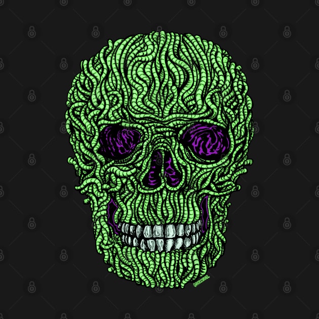 Neon Worm Skull by Robisrael