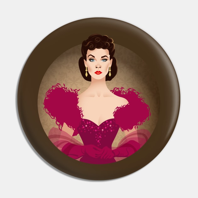 Red Scarlett Pin by AlejandroMogolloArt