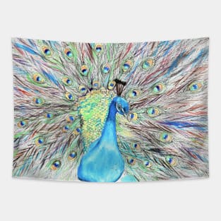 Peacock Watercolour Painting Tapestry