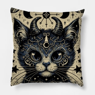 Devil Cat Tarot Card Pillow