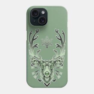 green geometric reindeer Phone Case