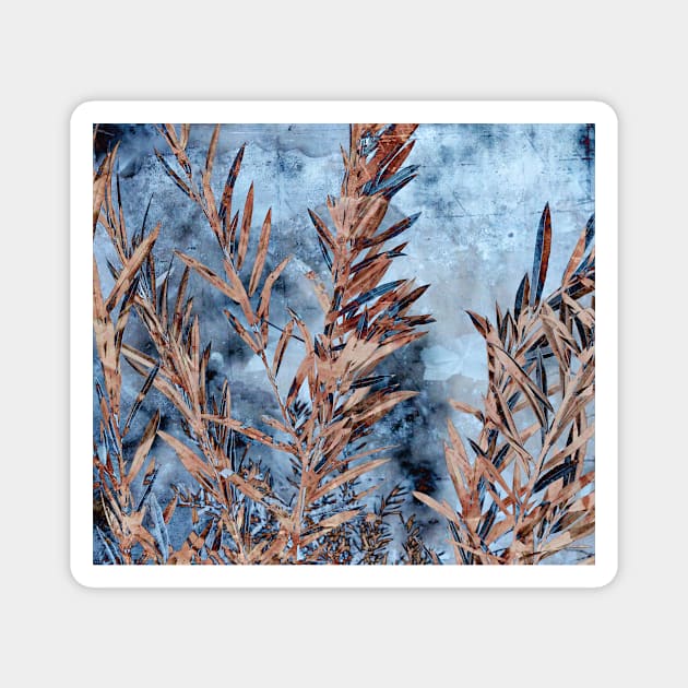 Willow leaves in silver and copper Magnet by WesternExposure