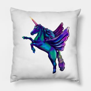 Unicorn - sparkly, glittery, magical, winged unicorn Pillow