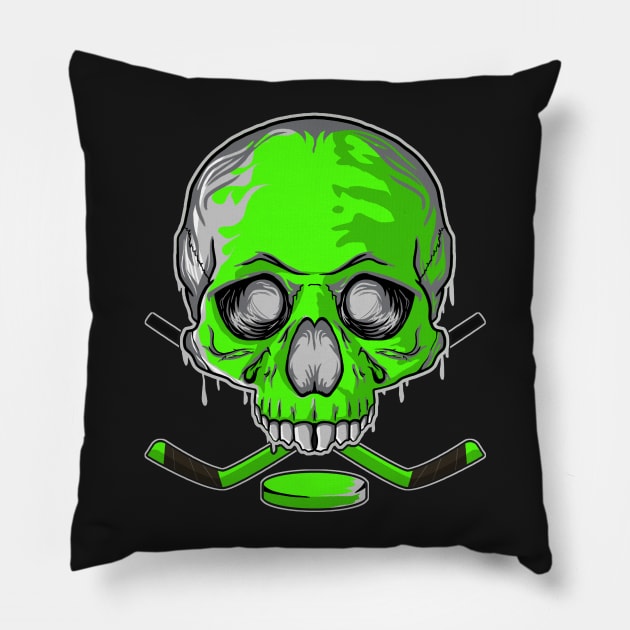 Hockey Death Skull Happy Halloween Skeleton product Pillow by theodoros20