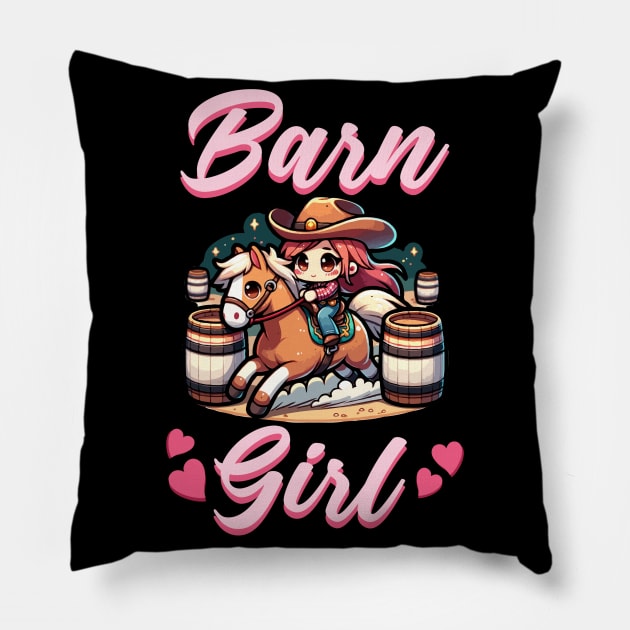 Barn Girl I Equestrian Pony Horse Fan Pillow by biNutz