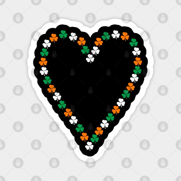 St Patricks Day Small Shamrock Heart Green White Orange Magnet by ellenhenryart