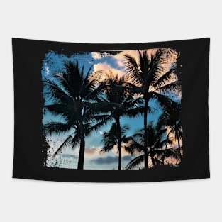 Sunset and palm trees Tapestry