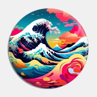 The Great Wave Vaporware Aesthetic Pin