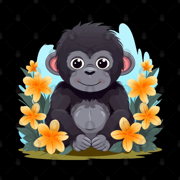 Monkey Surrounded by Flowers by VelvetRoom