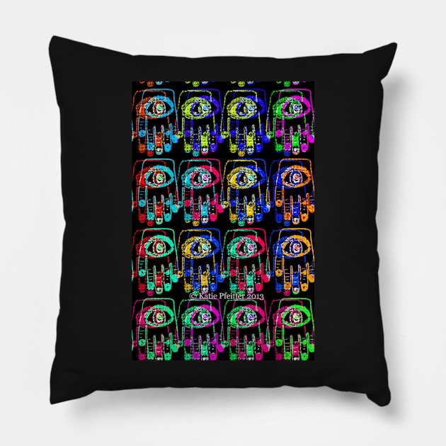 Color Pop Art Hamsa Hands Pillow by Kater