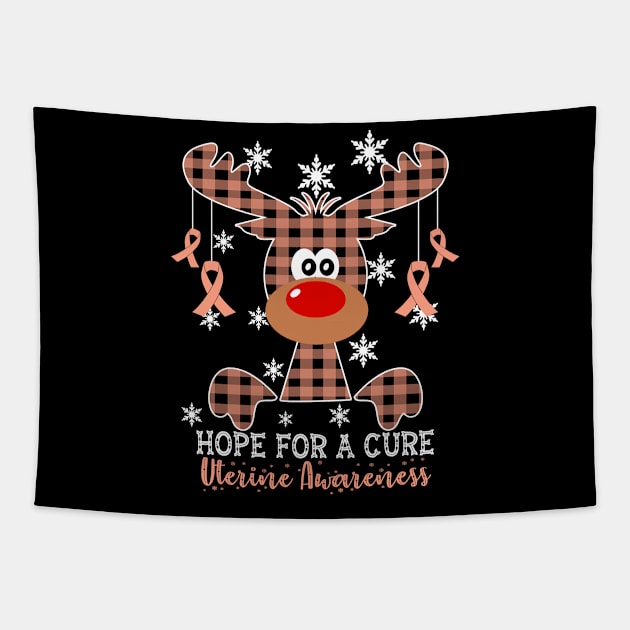 Reindeer Hope For A Cure Uterine Awareness Christmas Tapestry by HomerNewbergereq