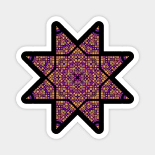 Star Burst Kaleidoscope | Octagon Blue Red Yellow Magnet