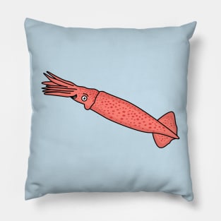 Pink happy squid cartoon illustration Pillow