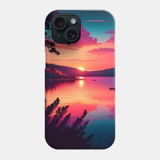 Beautiful sunset at the lake Phone Case