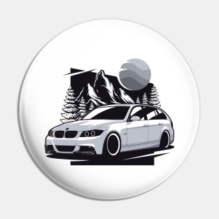 Silver E91 Touring Mountains Pin