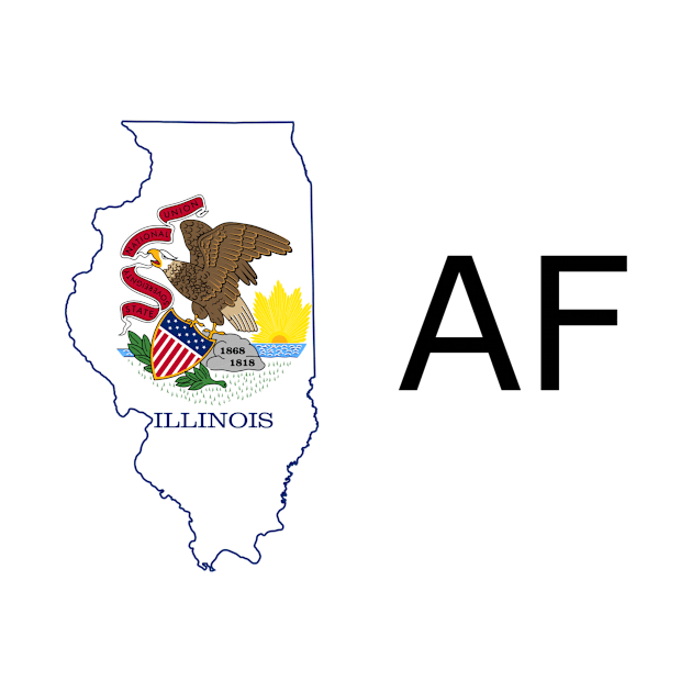 Illinois Flag State Outline AF (black) by Big Term Designs