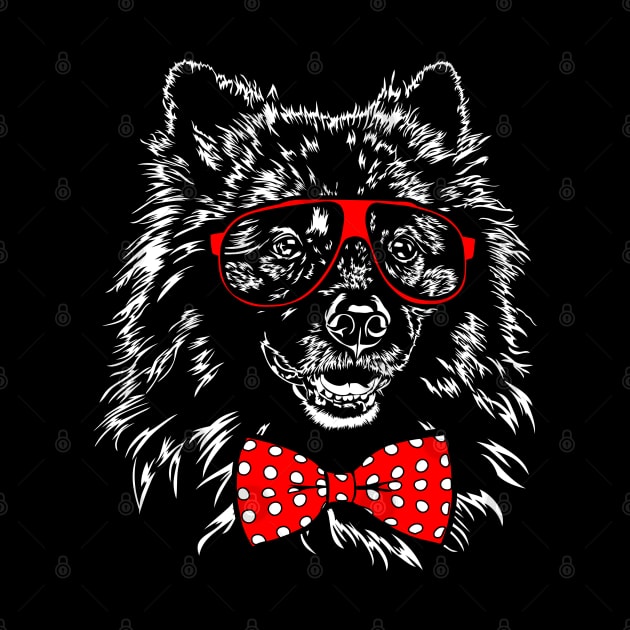 Cute Keeshond dog with glasses by wilsigns