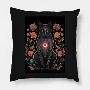 floral cat 2 Pillow