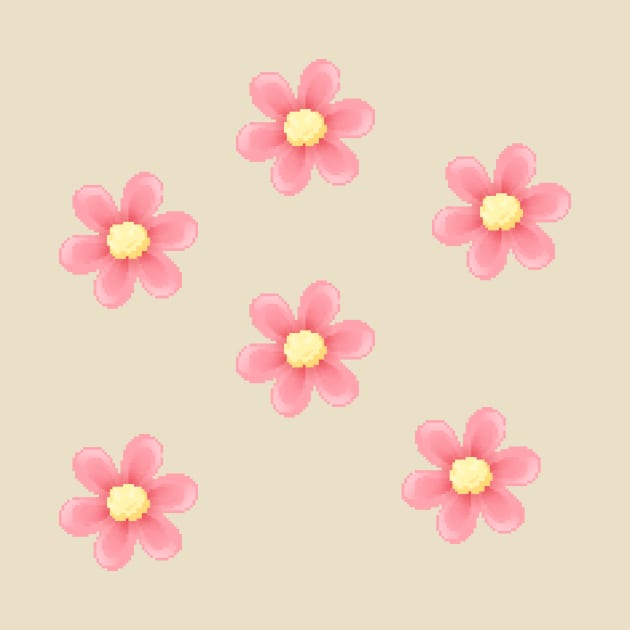 Pink Flowers Pixel Art by christinegames