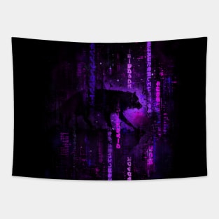 Neon Wolf - Cyberpunk Neo Tokyo City Tapestry